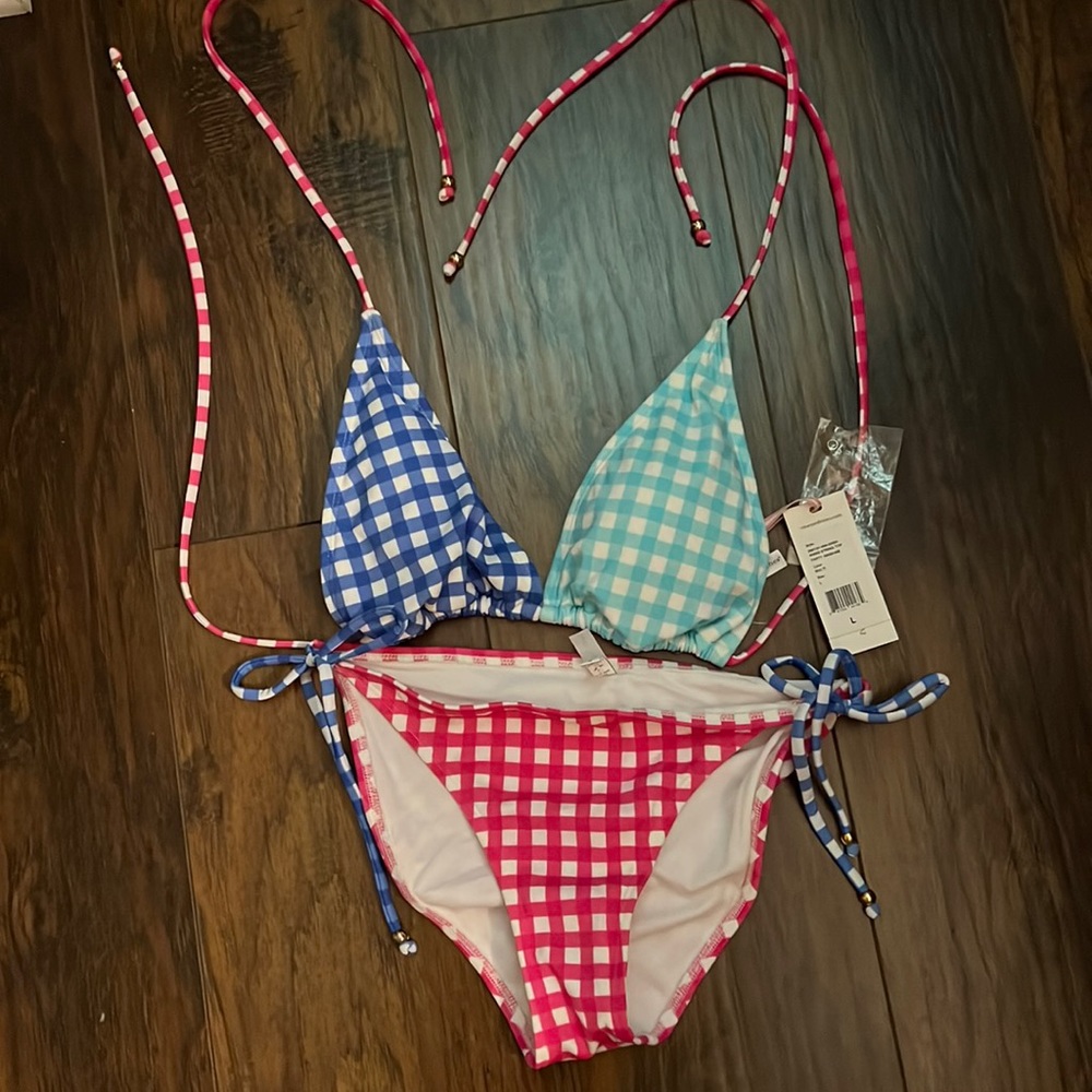 Vineyard Vines Party Gingham Bikini - L top, M bottom